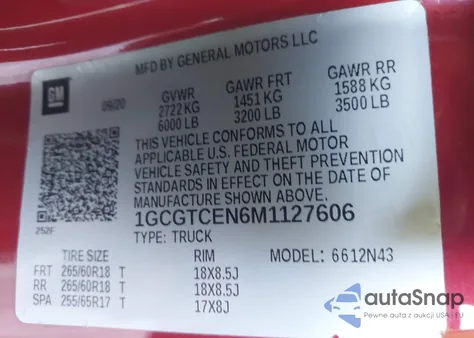 2021 Chevrolet Colorado 4Wd Short Box Lt from USA, damaged, VIN 1GCGTCEN6M1127606